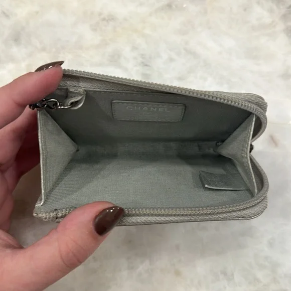 Chanel Metallic Silver Key and Card Pouch - Picture 7 of 11